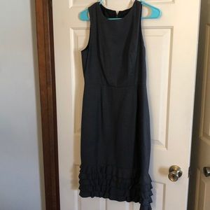 J Crew dark gray dress. Ruffle bottom size 8